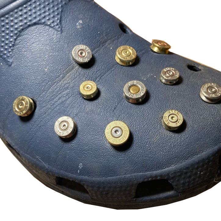 Bullet Casing Shoe Charms for Crocs - Military, Army, Police, Shooting, Hunting (10 Assorted Charms)