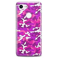 TPU Case Compatible for Google Pixel 8 Pro 7a 6a 5a XL 4a 5G 2 XL 3 XL 3a 4 Pink Camouflage Design Flexible Silicone Clear Cute Woman Soldier Glamour Print Bright Slim fit Soft Cute Girly