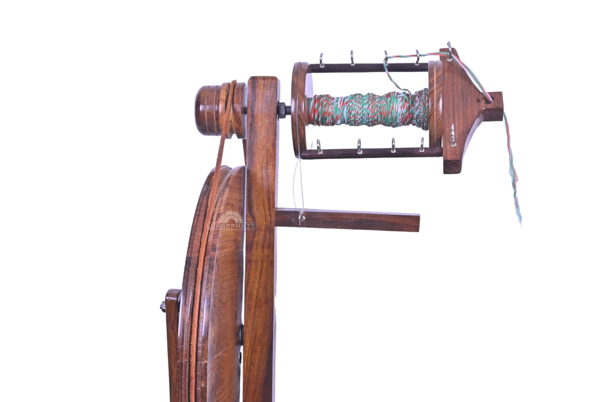 Lumberkart Handmade Wooden Spinning Wheel with 3 Bobbins for Beginners and Professional Spinners, 16 Inch Wheel