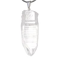 Zenergy Gems Charged Colombian Lemurian Seed Quartz Crystal Point Pendant [Facet-Grade] 15-50 carats weight (Crystal) + 20