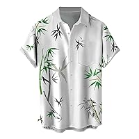 Hawaiian Shirt for Men Big and Tall Funny Summer T-Shirt Beach Oversized Button Down Stretchy Soft Novelty Costume