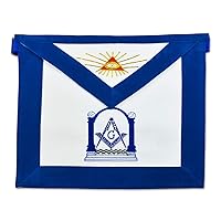 Master Mason Square & Compass with Columns Masonic Apron - [Blue & White]