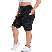 we fleece Plus Size Biker Shorts with Pockets for Women - High Waisted Spandex Athletic Bike Shorts for Yoga Workout