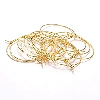 50pcs/lot 40 mm Gold Hoops Earrings Metal Big Circle Ear Wire Hoops Earrings Wires for DIY Jewelry Making Supplies (Gold, 40mm(1.57inch))