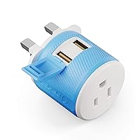 UK, Ireland, Dubai Travel Plug Adapter with Dual USB - USA Input - Type G - (U2U-7), Will Work with Cell Phones, Camera, Laptop, Tablets, iPad, iPhone and More