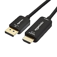 Amazon Basics DisplayPort to HDMI Display Cable, Uni-Directional, 4k@60Hz, 1920x1200, 1080p, Gold-Plated Plugs, 3 Foot, Black
