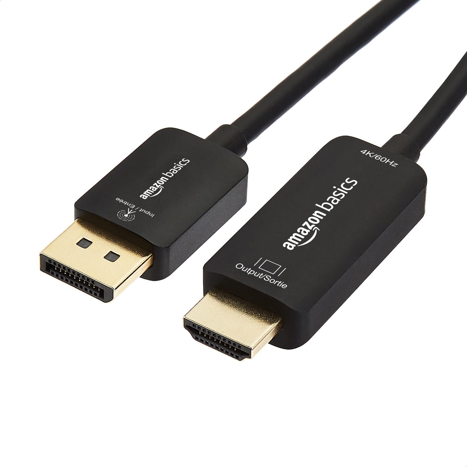 Amazon Basics DisplayPort to HDMI Display Cable, Uni-Directional, 4K@60Hz, 1920x1200, 1080p, Gold-Plated Plugs, 6 Foot, Black