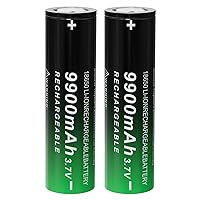 18650 Rechargeable Battery 9900mAh 3.7Volt High Capacity 18650 Batteries Rechargeable for LED Flashlight Headlamp (Flat Top,2 Pack)