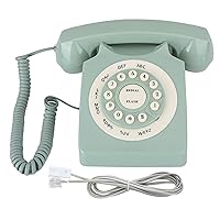 Rotary Dial Phone, 70s Style Retro Landline Telephone-Curly Cord, Suitable for European Antique Phones, Family, Office, Luxury Homes, Star Hotels, Galleries, Jewelry Companies, Etc (Mint Green)