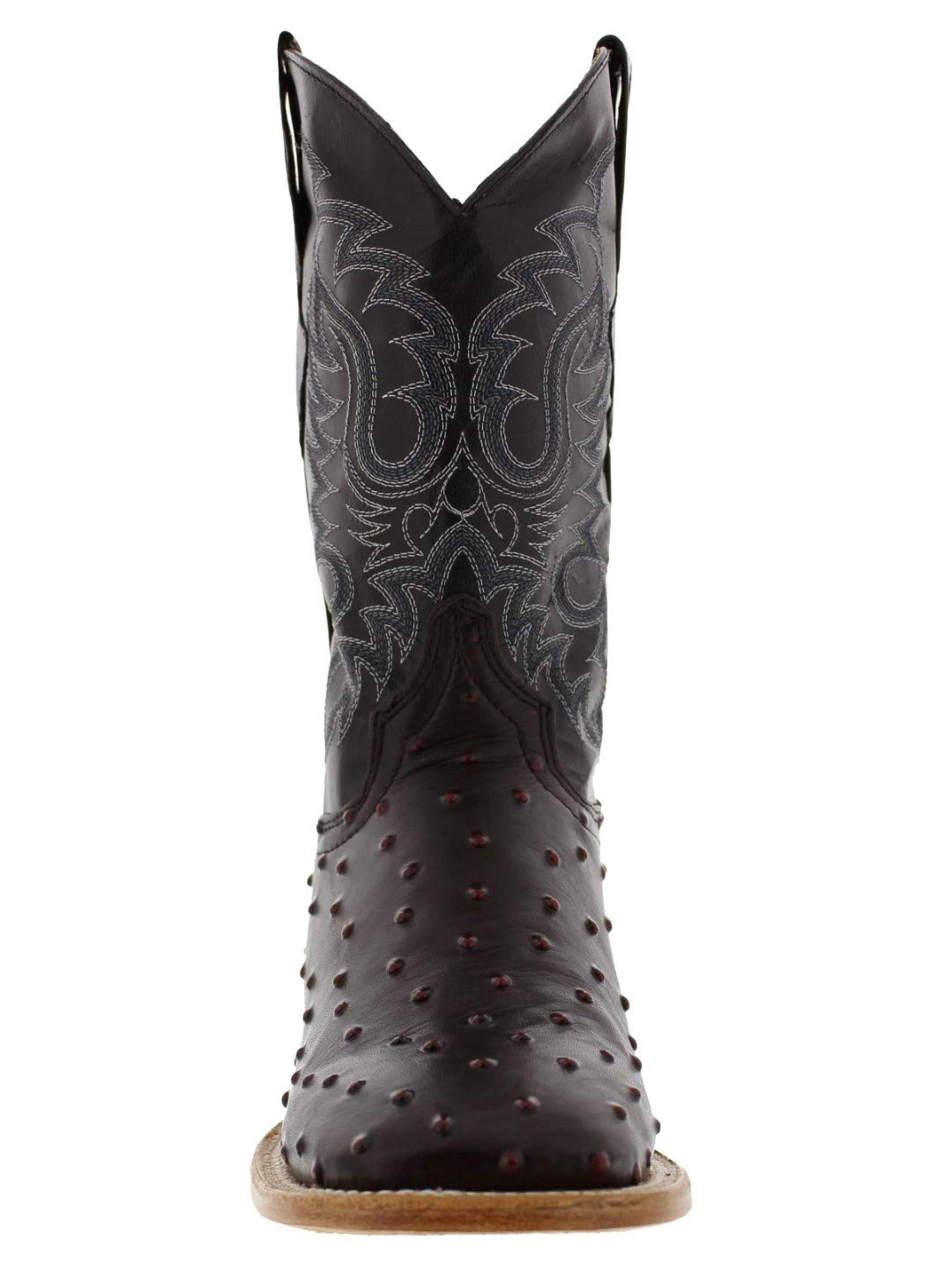 Texas Legacy Mens Black Cherry Western Leather Cowboy Boots Ostrich Quill Print