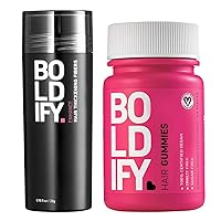 Hair Fibers (MEDIUM BROWN) + Biotin Gummies: Boldify Conceal & Glow Bundle: Undetectable & Natural Hair Fibers for Men & Women & All Natural, Vegan & Sugar Free Gummies
