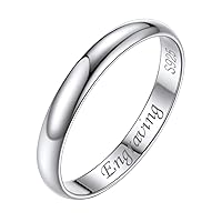 Personalized Custom 3mm Minimalist Silver Band Rings, Engagement Rings for Her Wedding Bride Jewelry Love Eternity Jewelry Size 7