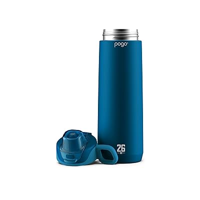 Pogo Active Stainless Steel Water Bottle with Leak Proof Lid and Silicone Carry Loop