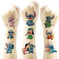 8 Sheets(120pcs) Stitch Temporary Tattoos for Kids,Cute Anime Tattoo Toys,Waterproof Tattoo Stickers for Theme Birthday Party Favors,Suitable for Group Activities,Toy Patterns