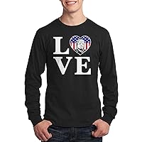 Threadrock Men's Love Trump American Flag Heart Long Sleeve T-Shirt