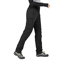 Women's-Fleece-Lined-Hiking-Pants Snow-Ski-Pants Water-Resistance-Outdoor-Softshell-Insulated-Pants for Winter
