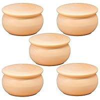 AEVVV Set of 5 Unfinished Wood Round Boxes for Painting, Handmade Decor and DIY Craft Supplies - Blank Wooden Jewelry Box with Lid - Trinket Storage