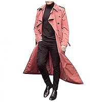 Men's Trench Coat Casual Oversized Double Breasted Belted Lapel Windbreaker Slim Fit Long Jacket Overcoat Trench Coat