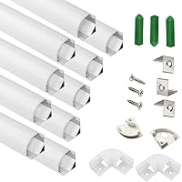 UV Resistance 6.56FT V Shape LED Strip Channel Diffuser,10-Pack Aluminum Profile with Frosted Cover and Corner Connector,Tape Mounting Track for Cabinet Stairs Wall Outdoor (6.56FT, 10)