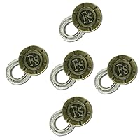 5-Pack Waistband Extender - Spring Button with Engraved Design - Elastic with Sturdy Spring