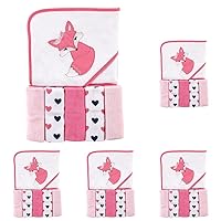 Luvable Friends Unisex Baby Hooded Towel with Five Washcloths, Foxy, One Size (Pack of 5)