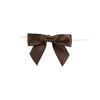 Reliant Ribbon Satin Twist Tie Bows - Large Bows, 7/8 Inch X 100 Pieces, Brown
