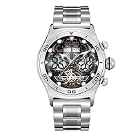 REEF TIGER Sport Watch for Men Skeleton Automatic Watch Luminous Steel Bracelet Watches RGA703