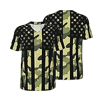 Camouflage American Flag Men's Short-Sleeved Baseball T-Shirt, Classic Casual Short-Sleeved Sports Shirt Baseball Apparel