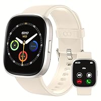 Nicely Latest 1.83 Touchscreen Smartwatch, Smart Watch 100+ Daily Exercise Modes, Built-in Sleep Quality Detection, Fitness Tracker, Call Voice Assistant Sport Modes For Men and Women Color: White