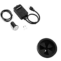 Thick Garbage Disposal Splash Guard and Dual Outlet Air Switch Kit Bundle, Long Brushed Stainless Steel Button with Plastic Power Module