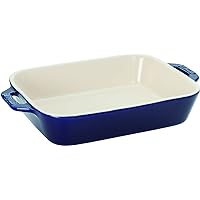 Staub 40508-587 Rectangular Dish, Grand Blue, 7.9 x 6.3 inches (20 x 16 cm), Ceramic Gratin Dish, Oven, Microwave Safe