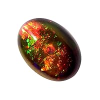 Natural Black Opal Cabochon, Red Green Flashy Fire Opal, Ethiopian Welo Opal, Size 14x10x7 MM, Smooth Polished, Ring Pendant Stone,
