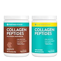 Chocolate & Unflavored Collagen Bundle - Grass-Fed Chocolate Collagen with Reishi Mushroom & Unflavored Collagen Peptides, Hair, Skin, Nails, Gut Health, and Joint Health Benefits
