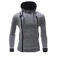 jin＆Co Men's Pullover Sweatshirts Autumn Winter Zipper Button Slim Fit Casual Hooded Pullover Tops Blouse Coat