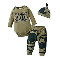 KuKitty Newborn Infant Baby Boy Clothes Long Sleeve Romper + Pants + Hat 3PCS Outfits Set