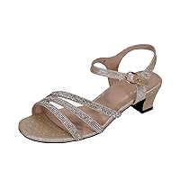 Jenna Women's Wide Width Glittery Rhinestone Upper Straps Heeled Sandals