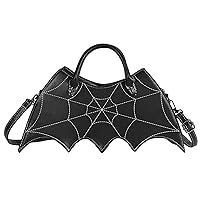 Halloween Satchel Bat Purse Women'S Novelty Bat Spider Web Demon Handbag Ladies Shoulder