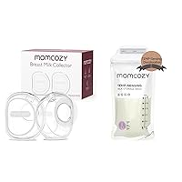 Momcozy Temp-Sensing Breastmilk Storing Bags, 120PCS & Momcozy Milk Collector for Breastmilk, 2.5oz/75ml, 2 Pack