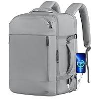 TOTWO Travel Backpack for Men, Carry on Backpack, 45L Large Backapck Expandable Flight Approved Waterproof Daypack Suitcase Luggage Laptop Bag with USB Port Fits 17 Inch Notebook, Gifts for Men, Grey