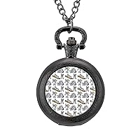 Koala Pattern Pocket Watch with Chain Vintage Pocket Watches Pendant Necklace Birthday Xmas