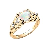 10k 14k 18k Gold 0.08cttw Natural Diamond Heart Shape Gemstone Rings for Women Heart Engagement Rings Heart Shaped Promise Anniversary Rings for Her (2ct, 8 * 8mm)