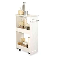 Zenna Home Slim Bath Shelves, Freestanding Moveable Bathroom Storage, White 8 Inch