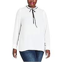 City Chic Womens Ruffle-Collar Pullover Blouse