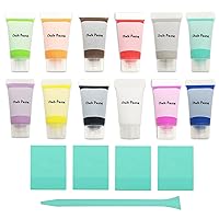 17 PCS Chalk Paste with Mini Squeegees,Screen Printing Ink,Starter Chalk Paste Paint for Stencil,Adhesive Silk Screen Stencils Paste,Chalkboard Paint for Stencils Transfers Art Craft 10mg/Jar