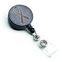 Caroline's Treasures AN1211BR Grey Ribbon for Brain Cancer Awareness Retractable Badge Reel for Nurses ID Badge Holder with Clip Retractable Employee Badge Holder, Belt Clip, Multicolor