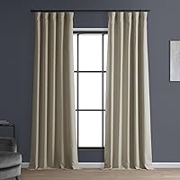 HPD Half Price Drapes Italian Faux Linen Curtains 84 Inches Long Room Darkening Curtains for Bedroom and Living Room 50 X 84, (1 Panel), Sepia Beige