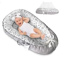 Baby Lounger with Mosquito Net Toddler Floor Lounger – Reversible Infant Lounger Newborn Baby Essentials – Cute Baby Lounger for Newborn – Ultra-Soft Cotton Material