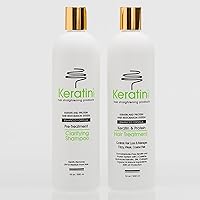 Keratin Hair-Straightening Formaldehyde-Free w/ L-Cysteine Treatment Duo 16oz / 500ml plus FREE Keratin Silk Treatment Enhanced Formula 8oz / 237ml