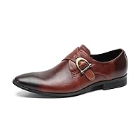 Men's Monk-Strap Loafers Dress Casual Silp On Genuine Leathe Moccasins Fashion Comfort Formal Shoes for Men