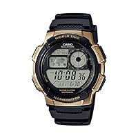 Casio Men's '10 Year Battery' Quartz Stainless Steel and Resin Watch, Color:Black (Model: AE-1000W-1A3VCF)